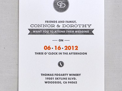 Wedding invite charcoal deming futura letterpress ribbon wedding