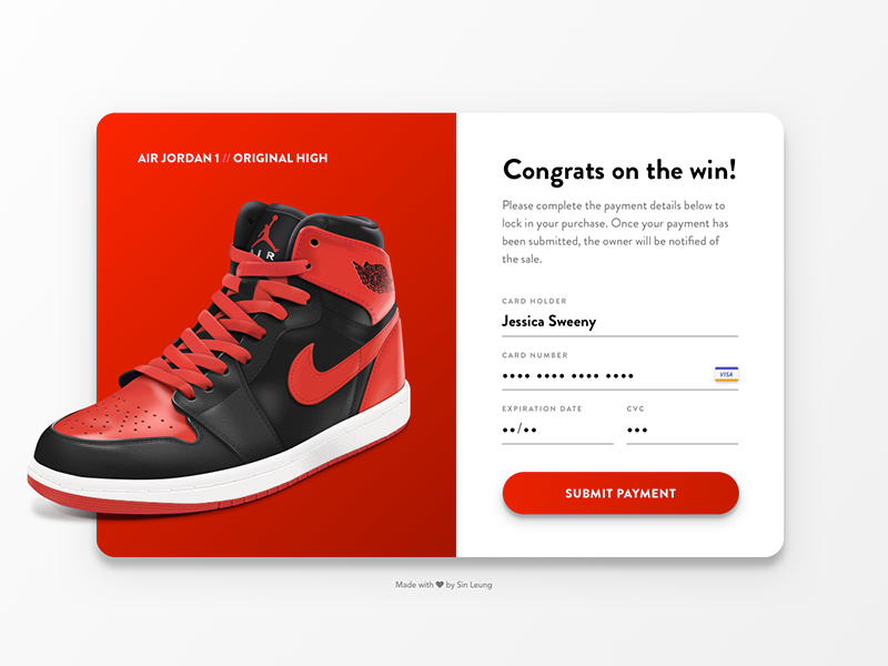 Daily Ui 002 -- Payment by Sin Leung on Dribbble