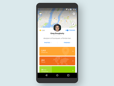 Swarm - Profile android foursquare location map profile social statistics stats swarm ui ux