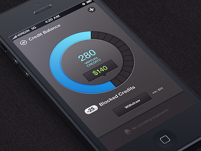 Credit balance and payments credits dashboard ios order payment smooth animation withdraw