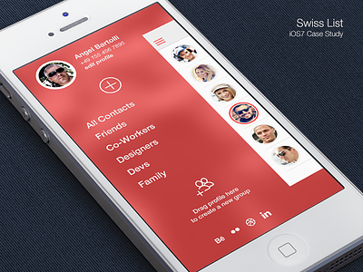 Contact List iOS7 contacts flat helvetica ios ios7 list manager swiss