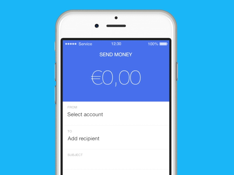 Simplified send money interaction