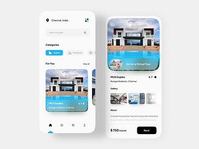 Home Rental App UI Design apartment designs app app design app designer booking construction elite apartment home rent house house rent minimal mobile mobile app real estate rent rent app rent property rental renting ui