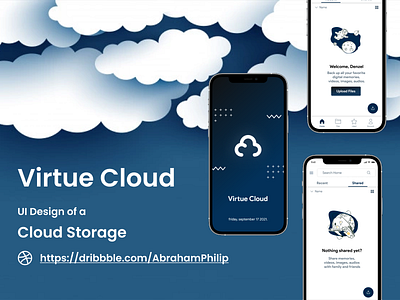 Cloud Storage App animation app branding design flat graphic design icon illustration illustrator logo minimal typography ui ux vector web website
