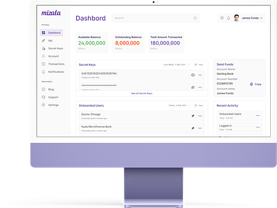 Mizala Finance Dashboard app dailyui dashboard design desktop finance minimal ui ux web webapp