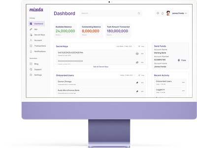 Mizala Finance Dashboard app dailyui dashboard design desktop finance minimal ui ux web webapp