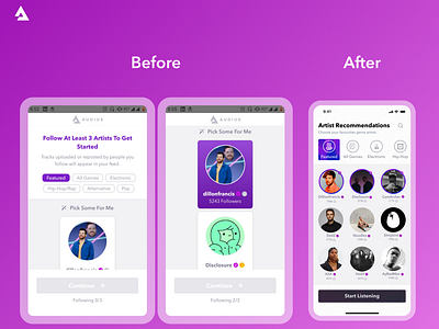 Onboarding Redesign Audius Music App.