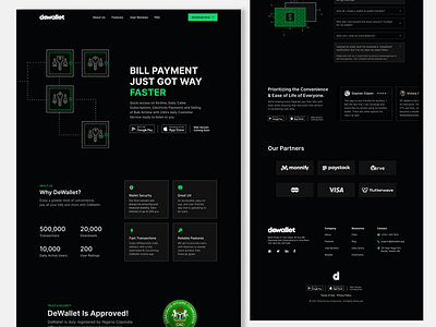 Dewallet.app || Landing Page Design animation app branding design finance illustration landingpage logo minimal ui ux vector web website