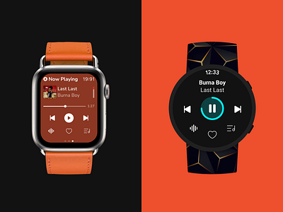 Smartwatch UI - Now Playing screen animation app branding dailyui design illustration logo minimal ui ux vector watch