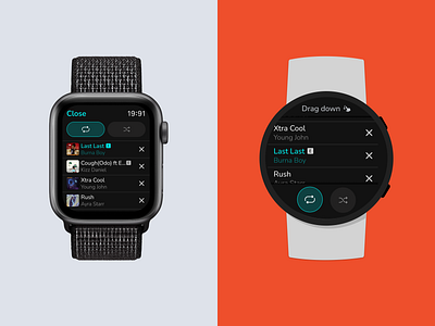 Smartwatch UI - Queue screen