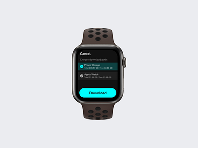 Smartwatch UI- Choose download path app apple design minimal music ui ux watch wearables