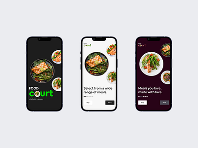 Meal App Onboarding Screens app design food meal minimal onboarding ui ux welcome screen