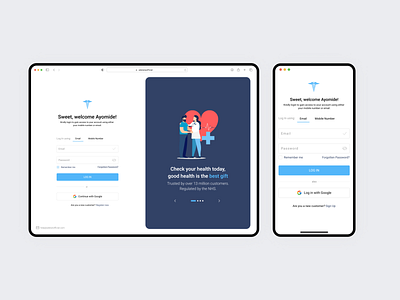 Health Log In Page app apple design health minimal mobile ui uiux ux web website