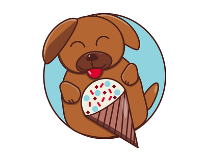 dog and ice cream flat icon illustration logo vector