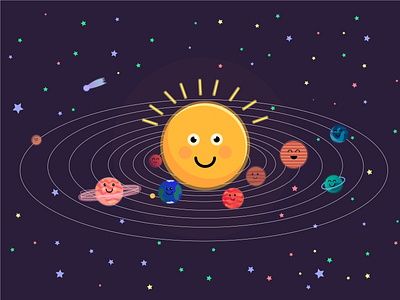 Solar system branding design flat illustration vector