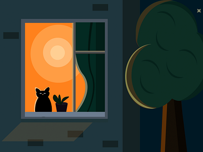 Window cat cat design illustration vector