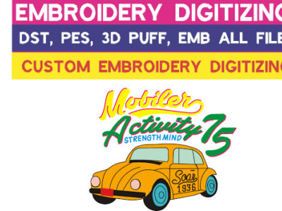 Embroidery Digitizing DST, PES,3D PUFF, EMB ALL FILES