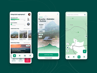 PTTK Mobile Hiking Application app application hiking map mobile mountains routes tourism ui ux