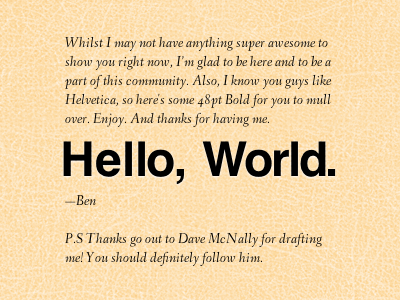 Hello, World. hello world helvetica