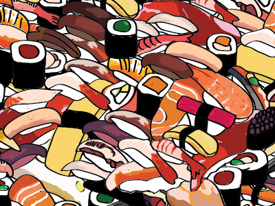 Pieces illustration sushi