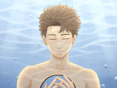 Suspended character illustration digital drawing digital illustration illustration man serene underwater water