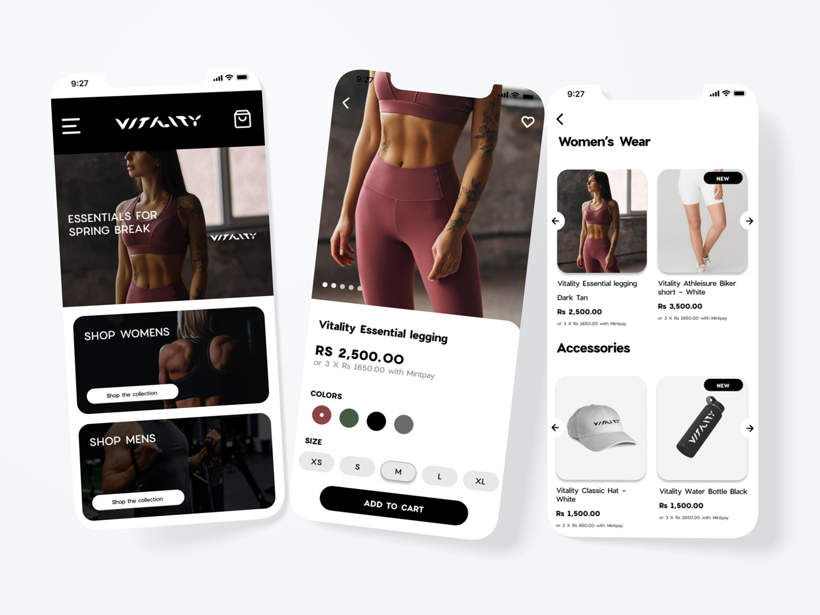 Workout and Gym Clothing Brand - Vitality | Mobile UI Design by Sachith ...