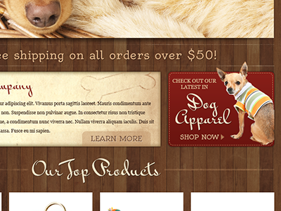 Fetch Homepage dogs ecommerce homepage template texture wood