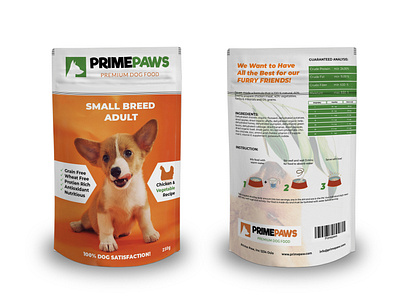 PrimePaw - Packaging design branding design dog food packaging logo packaging design print design vector