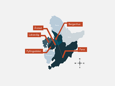 Map Flat Illustrations for "Bergen on Bicycle" project