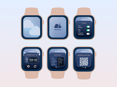 SkySmart App - Flight booking design concept app design booking design design skysmart smart watch ui ux vector widget design