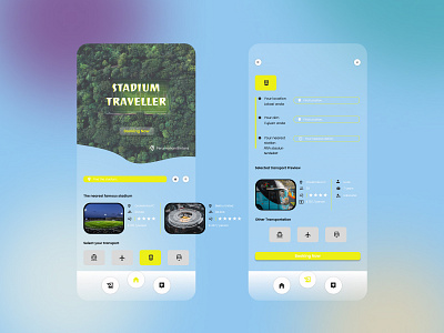 Stadium Traveller App app app traveling booking clean design explore graphic design illustration interface minimali mobile product stadium travel traveller ui uiux user experience user interface