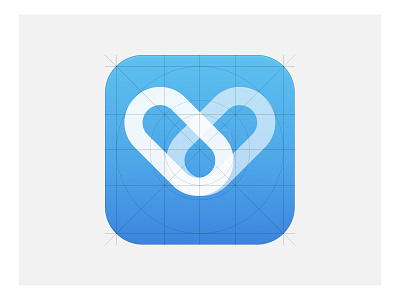 up - iOS icon (with grid) blue gradient grid harmony health heart icon ios