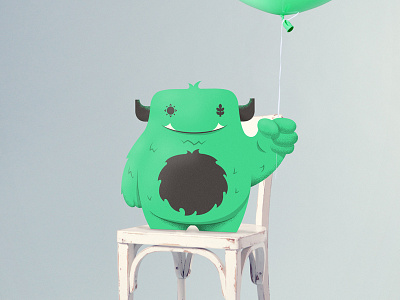 Oli Holding Balloon balloon beast creature green mascot monster no coast creature portrait smile