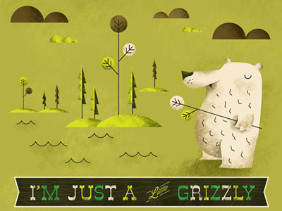Little Grizzly adorable animal bear branch cute forrest fuzzy gren grizzly hairy illustration snout twig woods