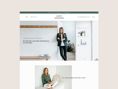 Kate Addamo Website Design coaching design luxury mockup natural squarespace typography ui ux vector web website website design