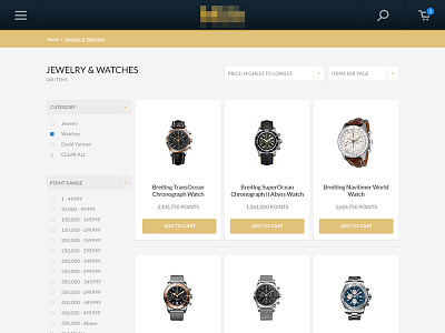 E-Commerce Category Page commerce e commerce filter products shopping watches website