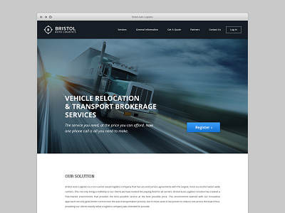 Transportation Logistics Website homepage semi transportation ui website