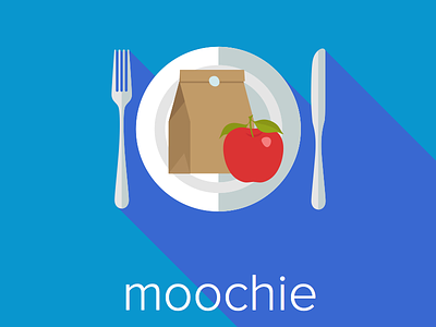 MOOCHIE application blue branding design food logo shadow