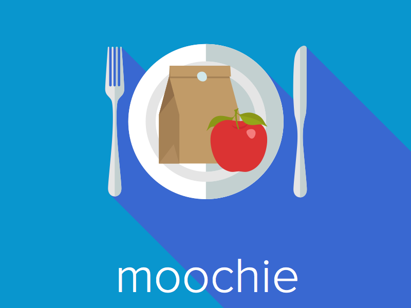 MOOCHIE blue shadow food design application branding logo
