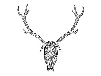 Line Work antlers skull vector