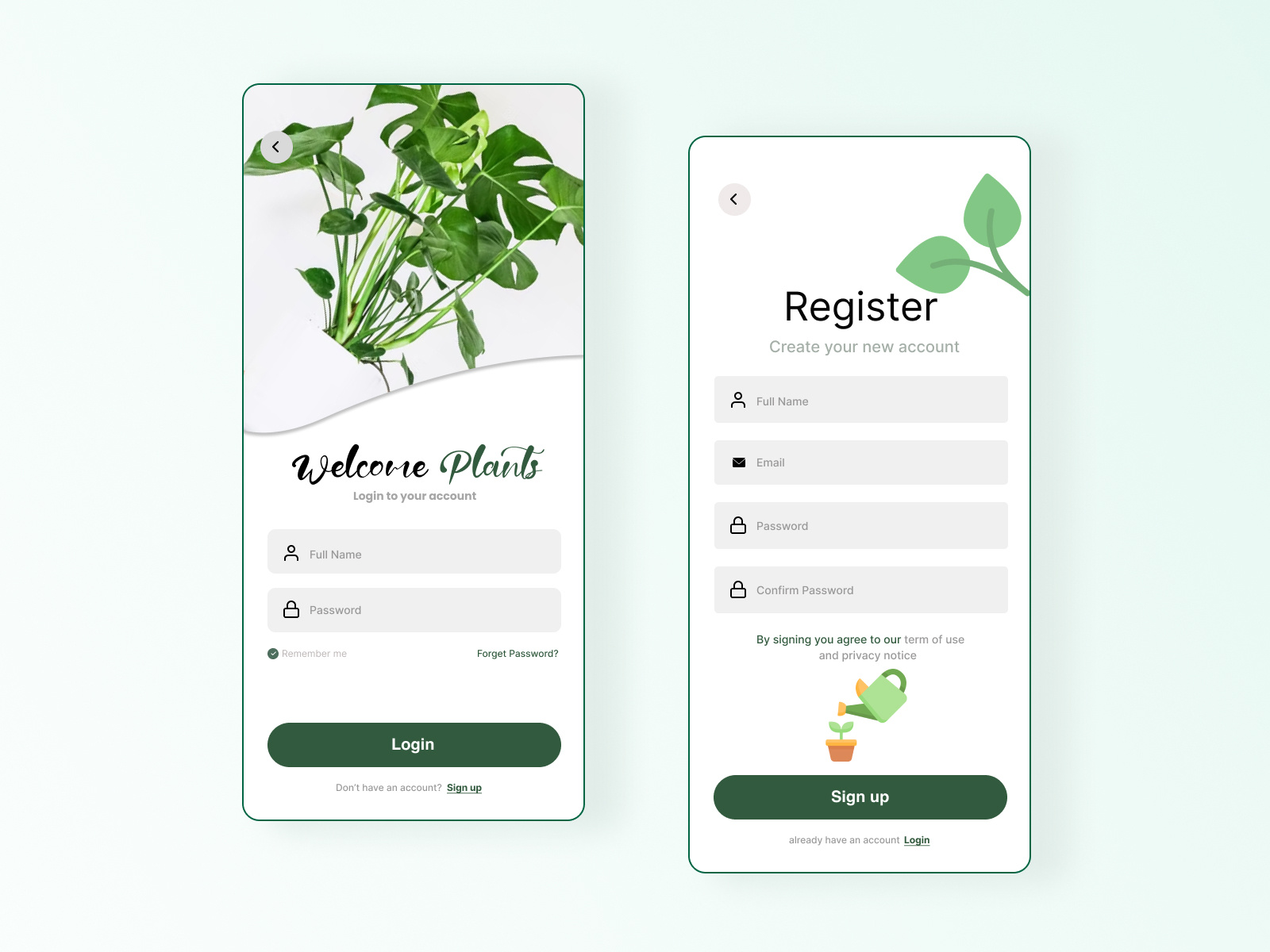 Plant Shop Registration Screens by Chetan Khapare on Dribbble
