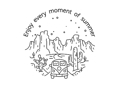 Monoline nature aep animation car flat holiday ill illustration summer vector volkswagen