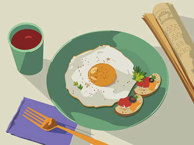 Breakfast ai breakfast coffee eggs flat good morning illustration morning sandwiches vector