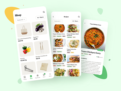 Sustainable Consumption E-System - Uniter app uiux appdesign branding food app light interface minimal clean design mobile platform design shopping app typography vegan zerowaste