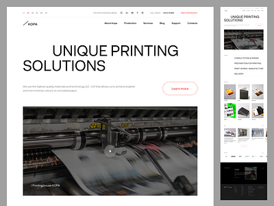 Kopa Website branding contemporary content delivery light interface minimal clean design portfolio printing typography ui ux webdesign website
