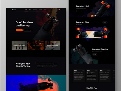 Boosted Board Landing Page bootstrap design ecommerce graphicdesign interface minimal photography typography ui ux web