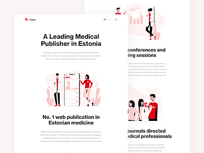 Celsius Health Care conference platform health healthcare healthcare illustration landing page design minimal clean design red color theme ui ux