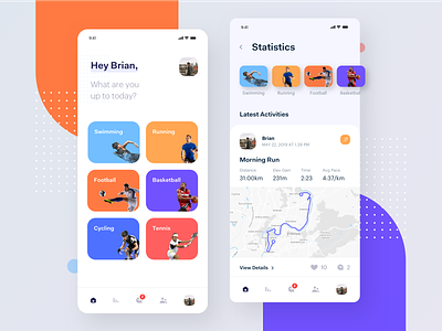 Active Lifestyle - App activity tracker clean interface cycling exercise planner fitness healthy lifestyle icons mobile mobile app product shedule social activity platform sport app statistics ui ux