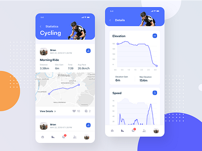 Active Lifestyle - App activity tracker clean bright interface clean minimal design exercise planner fitness location tracker mobile social activity platform sport app ui ux