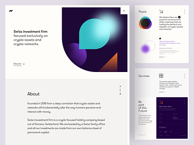Swiss Investment - Landing Page abstract abstract design blockchain website consulting group content delivery crypto consulting crypto investment firm investment light interface light user interface minimal clean design platform design ui ux webdesign
